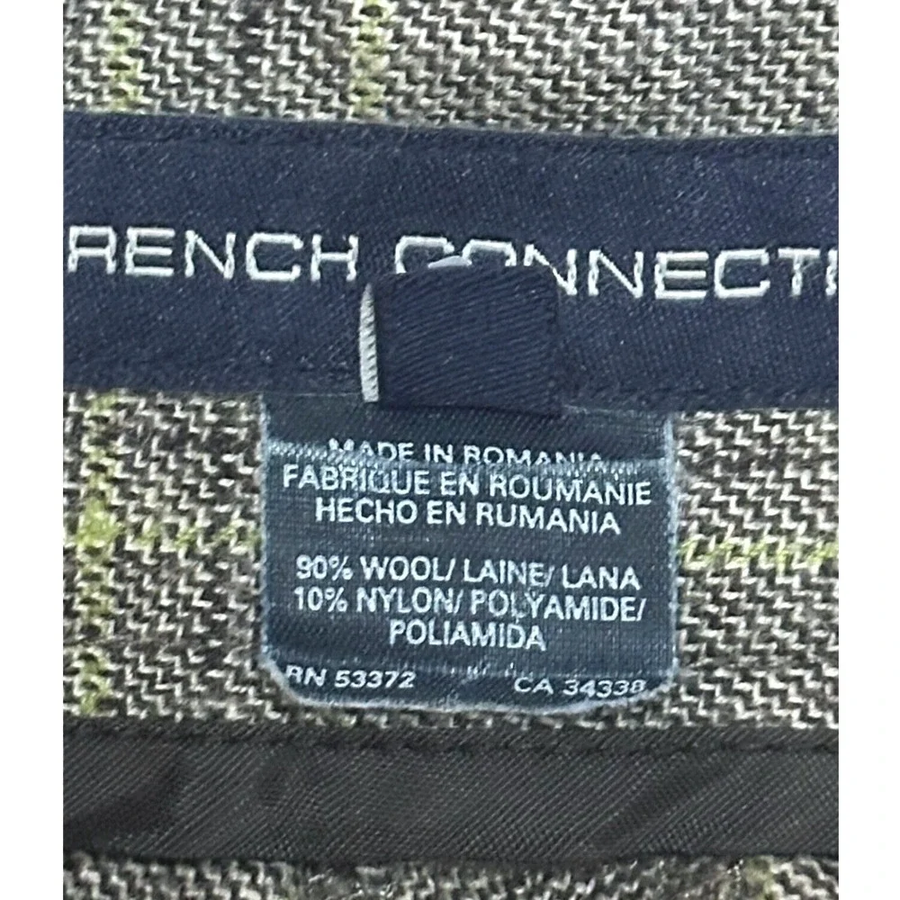 FRENCH CONNECTION Wool Wide Leg Plaid Pants Trousers Brown Key Lime Career 6
